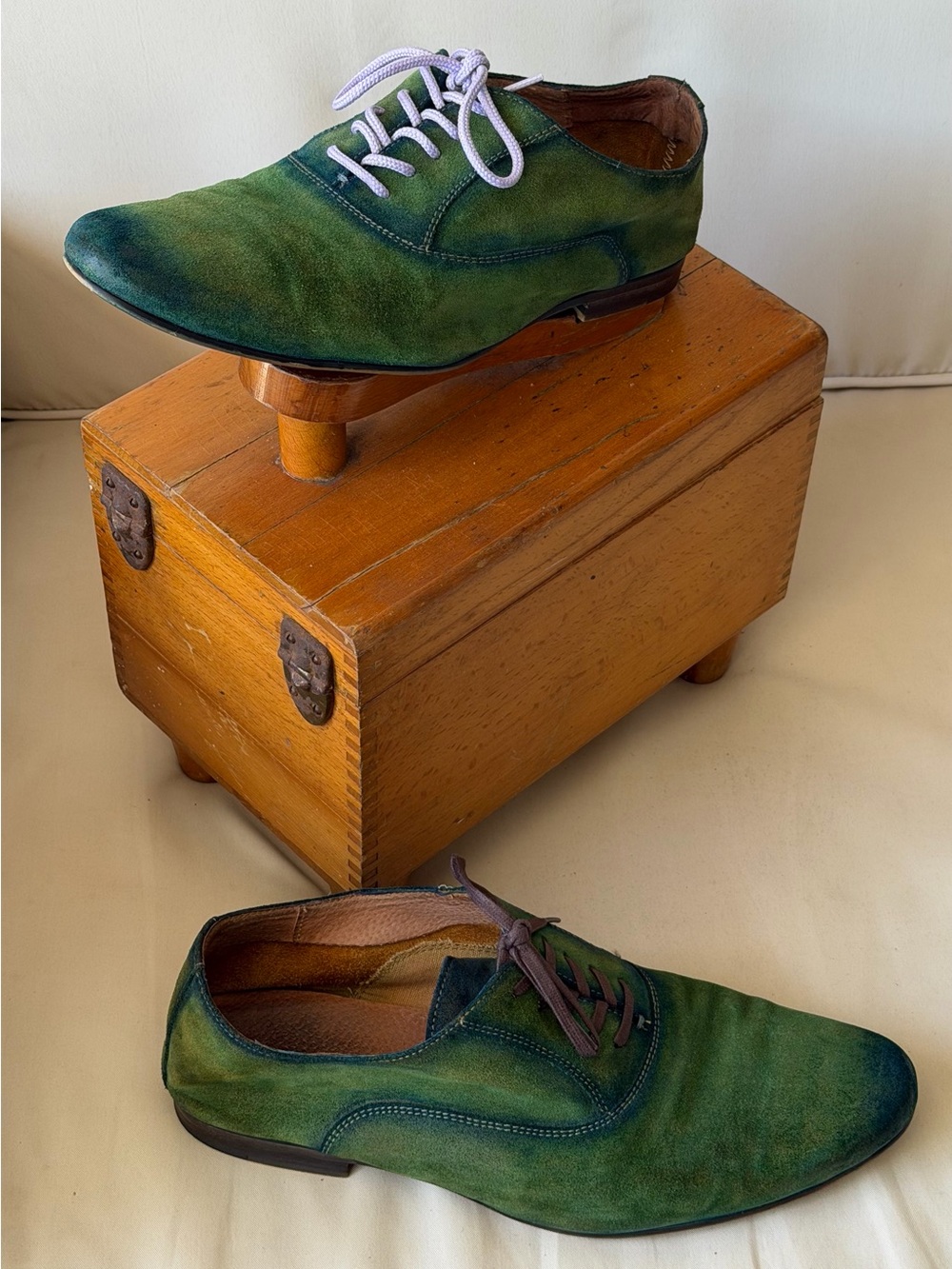 Hand-Finished Green Patina Suede Derby | ALDO | 1 of 1 | Size 9